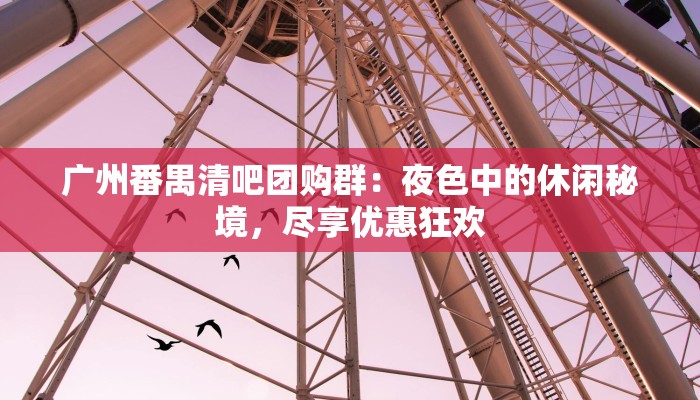 广州番禺清吧团购群：夜色中的休闲秘境，尽享优惠狂欢